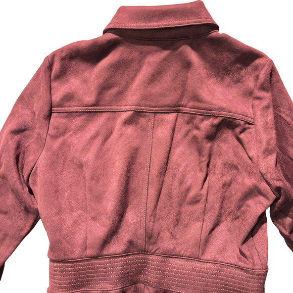 A Loves A Merlot Faux Suede Button Front Long Sleeve Midi Dress Fit & Flare Med. - Picture 11 of 14